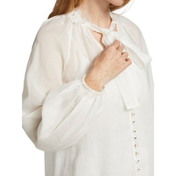 💕ZIMMERMANN💕 Botanica Butterfly Blouse ~ Pearl White 3 = US 10 Large - Picture 7 of 16